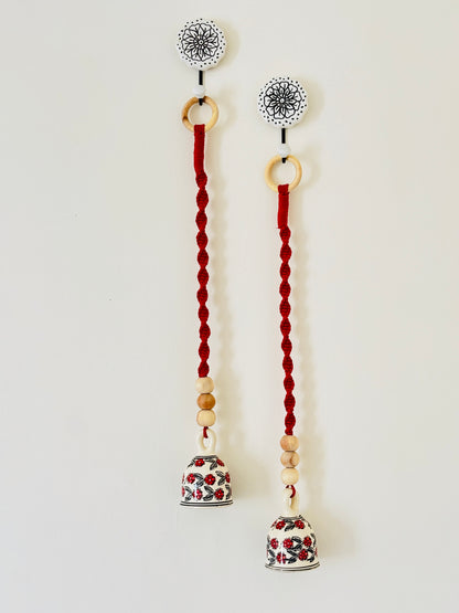 Red Floral Single Bell – Set of 2