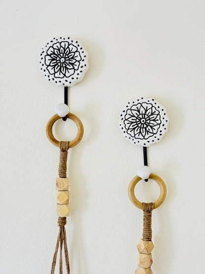 Evil Eye Ceramic Bell Hanging – Set of 2 with Hooks