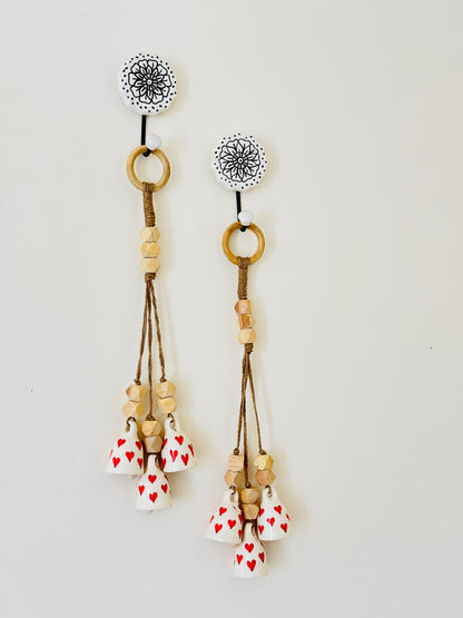 All Heart Ceramic Bell Set of 2 with Hooks