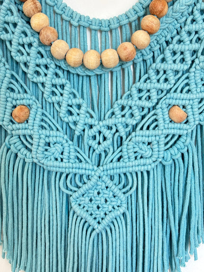 Boho Macramé Wall Hanging – Cloud Blue