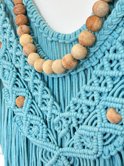 Boho Macramé Wall Hanging – Cloud Blue