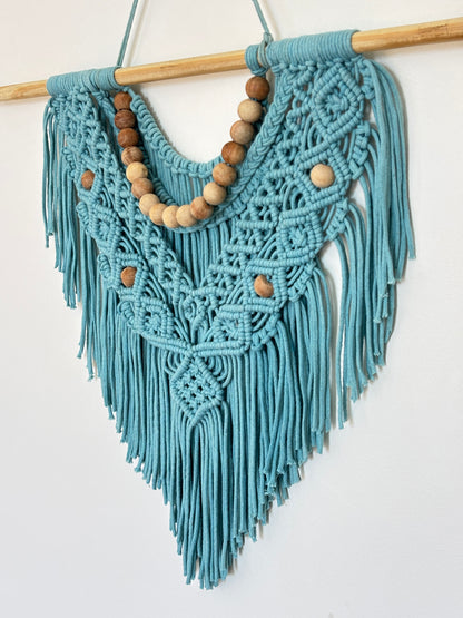 Boho Macramé Wall Hanging – Cloud Blue