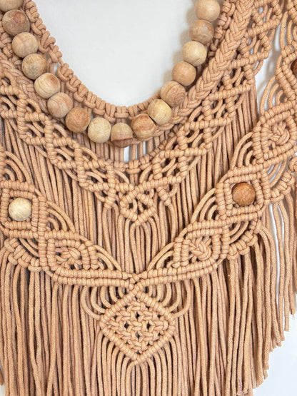 Boho Macramé Wall Hanging – Caramel Brown