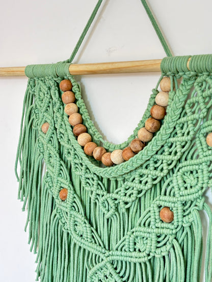Boho Macramé Wall Hanging – Sage Green