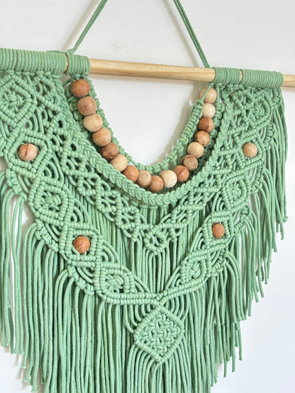 Boho Macramé Wall Hanging – Sage Green