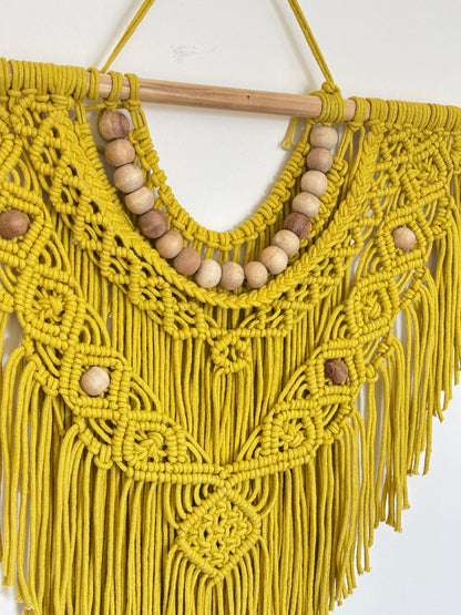 Boho Macramé Wall Hanging – Sunflower Yellow