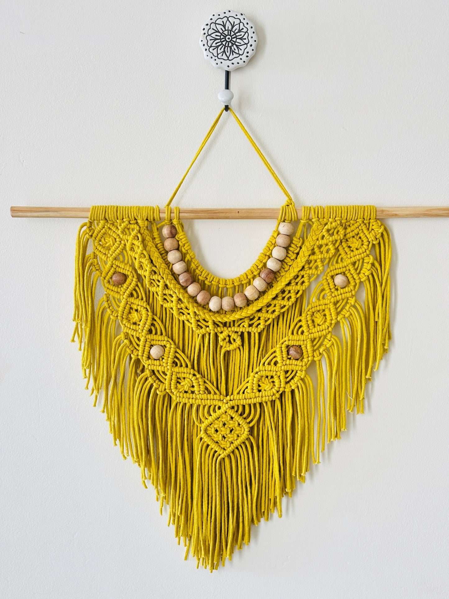 Boho Macramé Wall Hanging – Sunflower Yellow