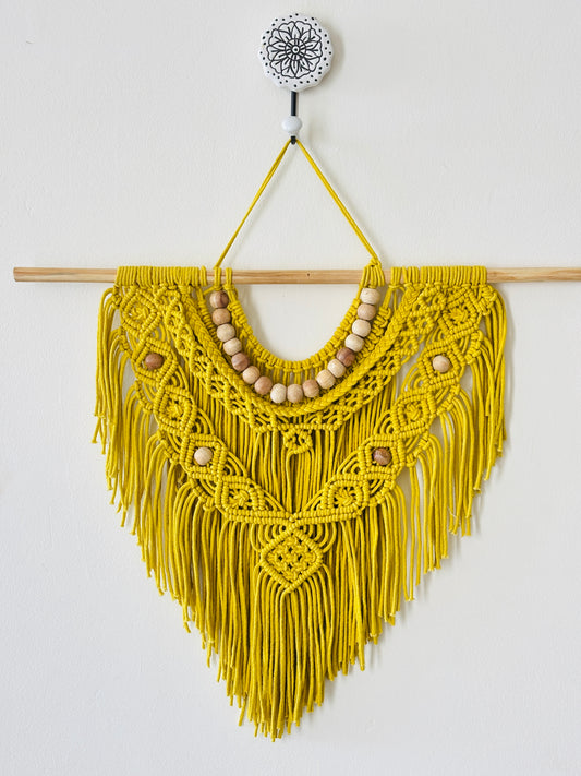 Boho Macramé Wall Hanging – Sunflower Yellow
