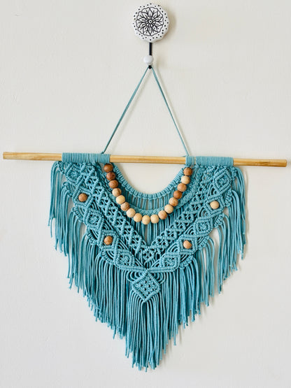 Boho Macramé Wall Hanging – Cloud Blue
