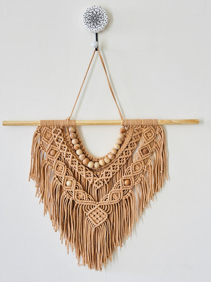 Boho Macramé Wall Hanging – Caramel Brown