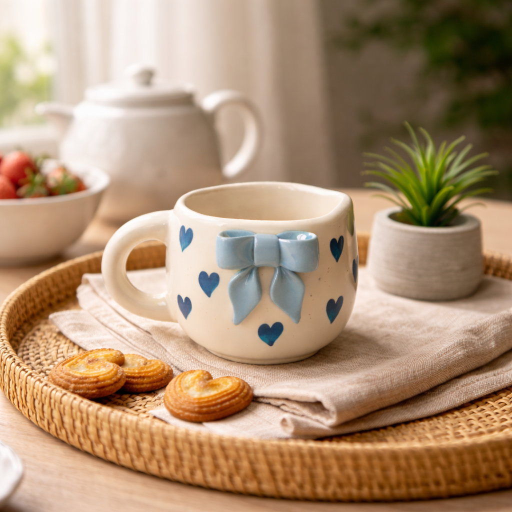 The Blue Bow Blush Mug