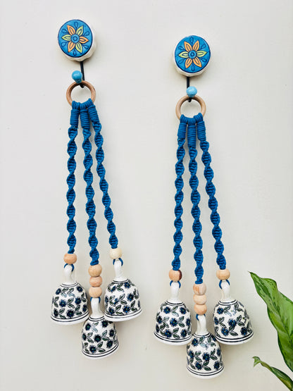 Blue Aura Macrame Bell Combo - Set of 2