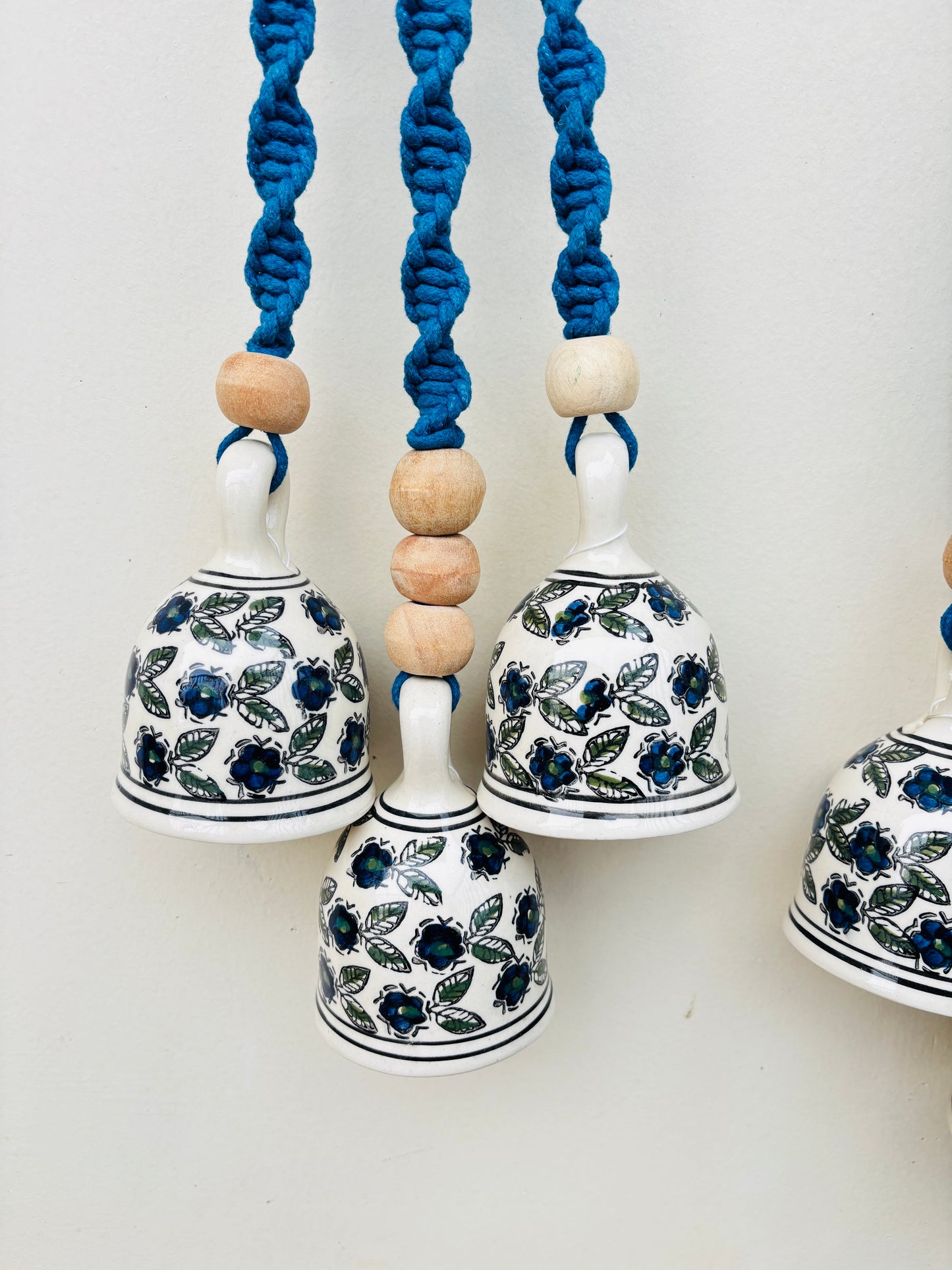 Blue Aura Macrame Bell Combo - Set of 2