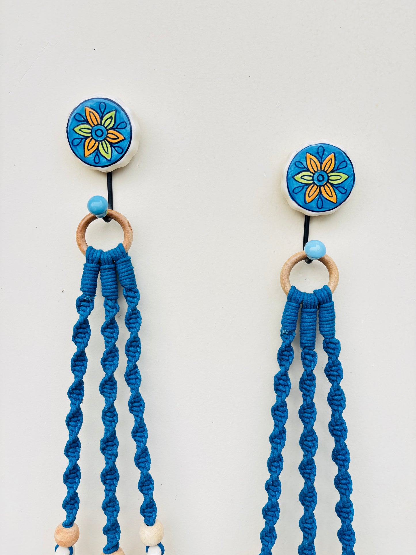 Blue Aura Macrame Bell Combo - Set of 2