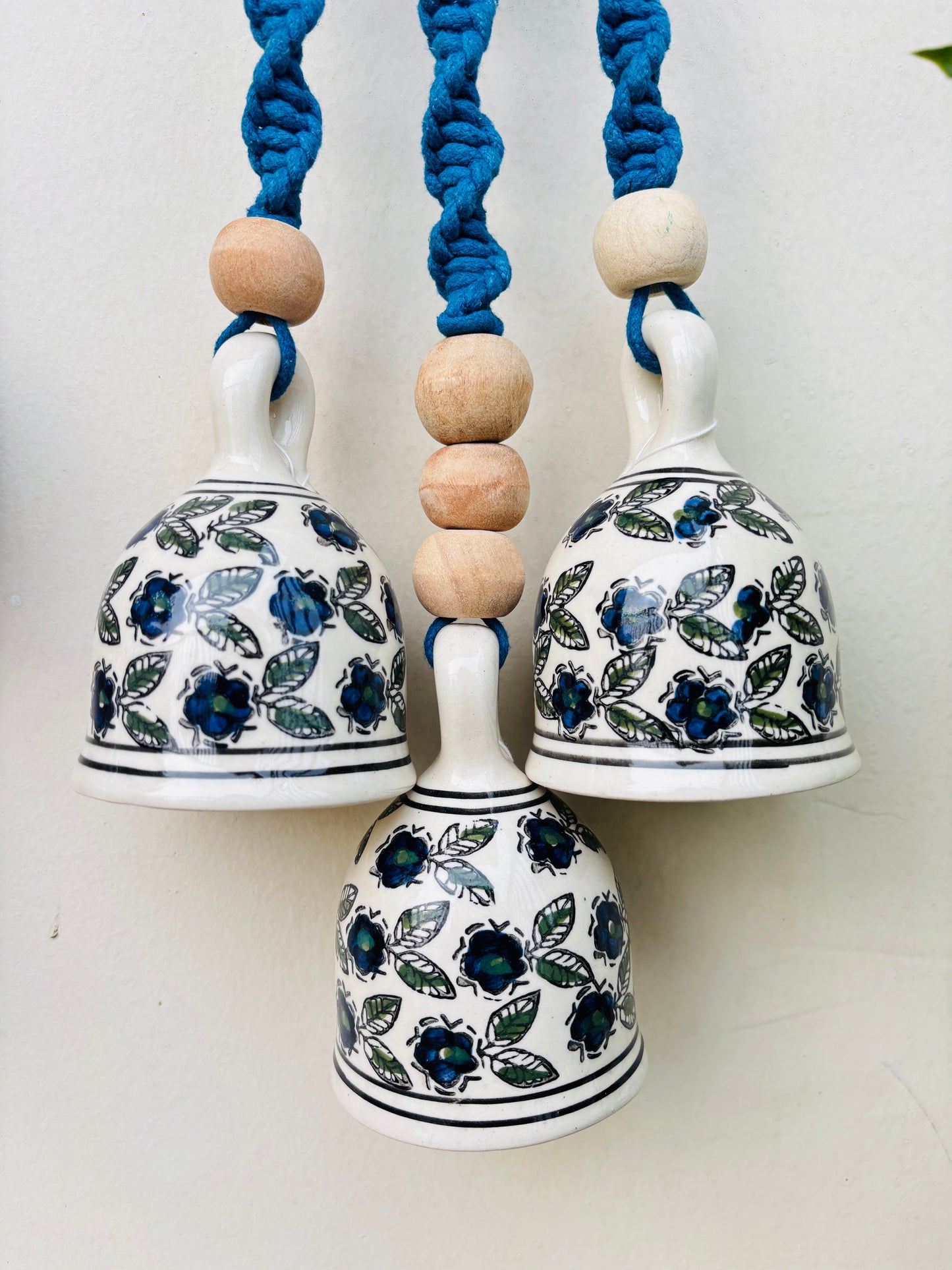 Blue Aura Macrame Bell Combo - Set of 2