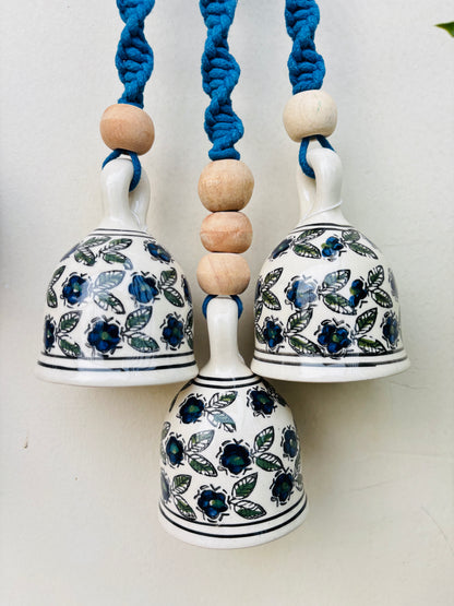 Blue Aura Macrame Bell Combo - Set of 2