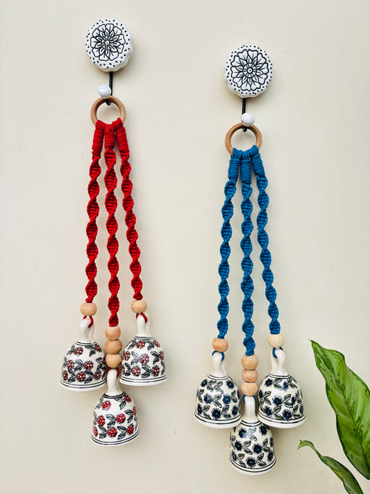 Vastu Shield Bell Hanging Combo – Red & Blue (Set of 2)