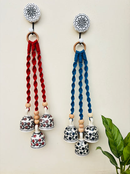 VibesRoute Vastu Shield Bell Hanging Combo – Red & Blue (Pack of 2)