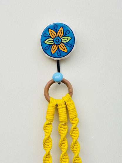Yellow & Blue Aura Macrame Bell Combo -  Set of 2