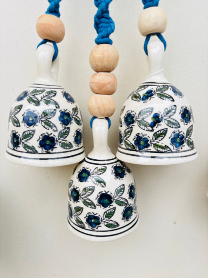 Yellow & Blue Aura Macrame Bell Combo -  Set of 2
