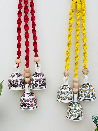 VibesRoute Vastu Shield Bell Hanging Combo – Red & Yellow (Pack of 2)