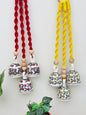 Red & Yellow  Aura Macrame Bell Combo -  Set of 2