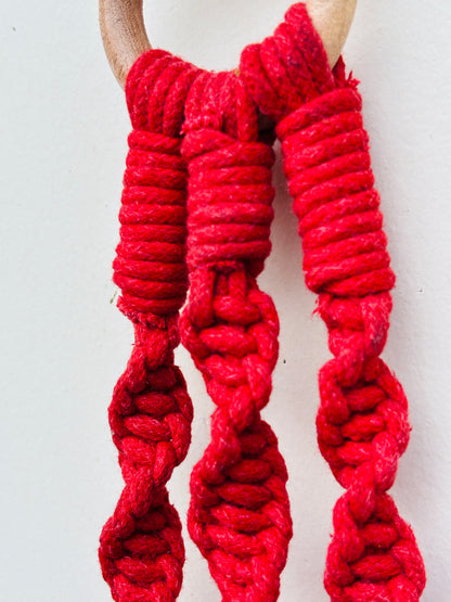 Red & Yellow  Aura Macrame Bell Combo -  Set of 2