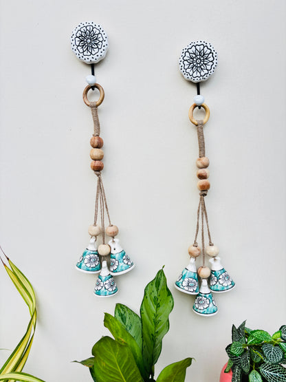 ZenBloom Floral Bell Hanging – Green (Set of 2)