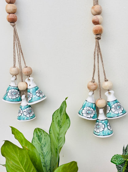 ZenBloom Floral Bell Hanging – Green (Set of 2)