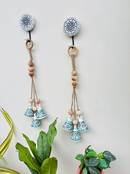 ZenBloom Floral Bell Hanging – Green (Set of 2)