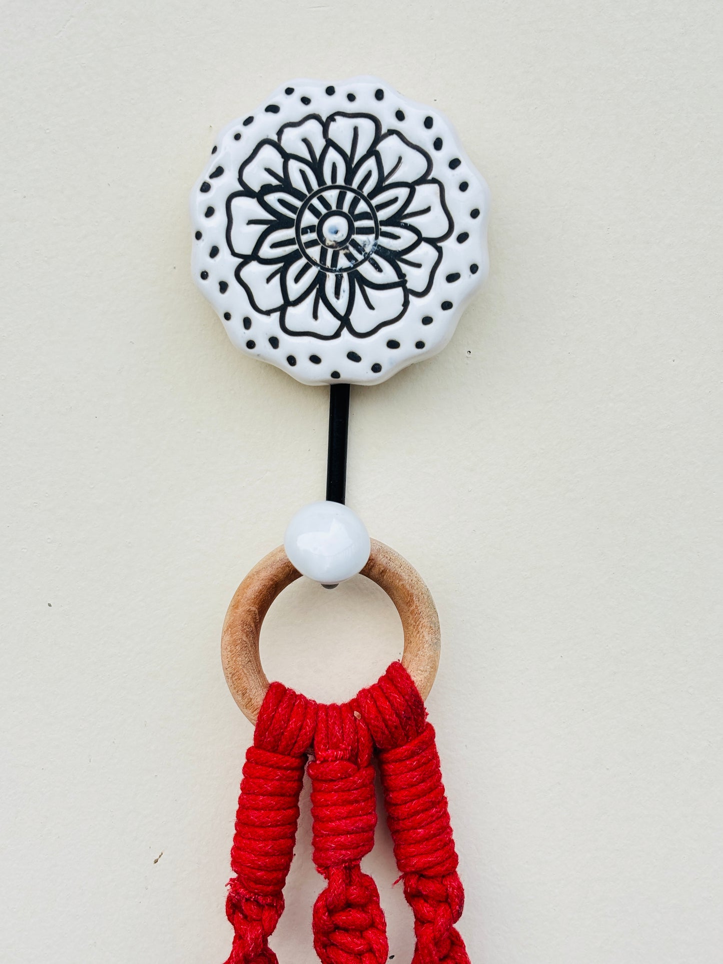 Red Aura Macrame Bell Combo - Set of 2