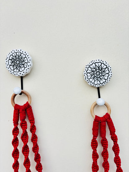 Red Aura Macrame Bell Combo - Set of 2