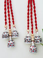 Red Aura Macrame Bell Combo - Set of 2