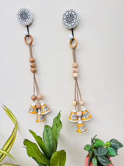 ZenBloom Floral Bell Hanging – Yellow (Set of 2)