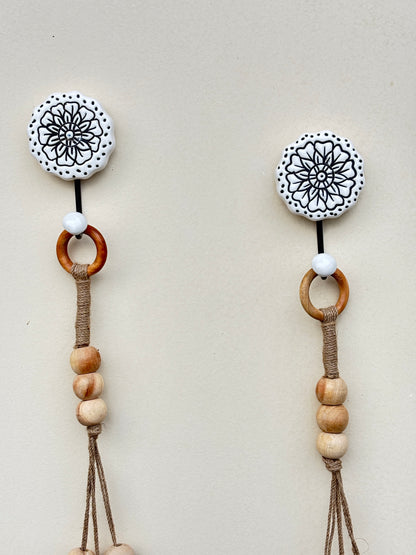 ZenBloom Floral Bell Hanging – Red (Set of 2)