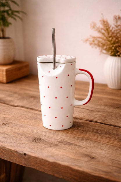 Cherry Dot Ceramic Sipper – Set of 1
