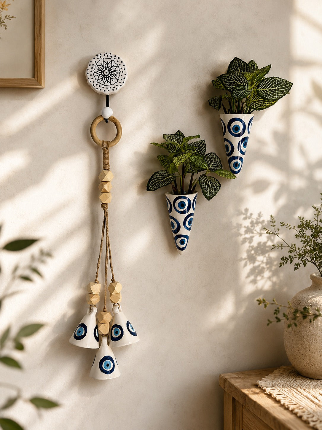 Evil Eye Bell & Wall Planter Set