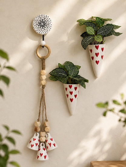 Red Heart Bell & Wall Planter Set