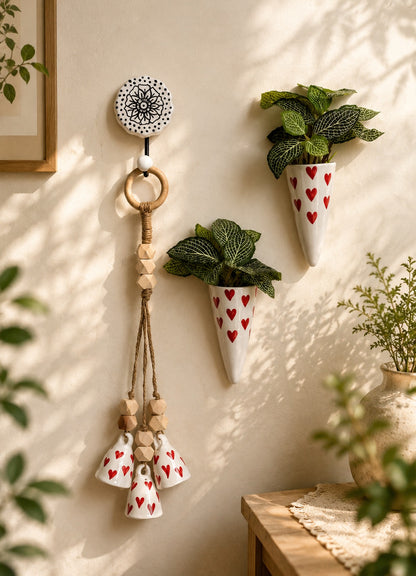 Red Heart Bell & Wall Planter Set