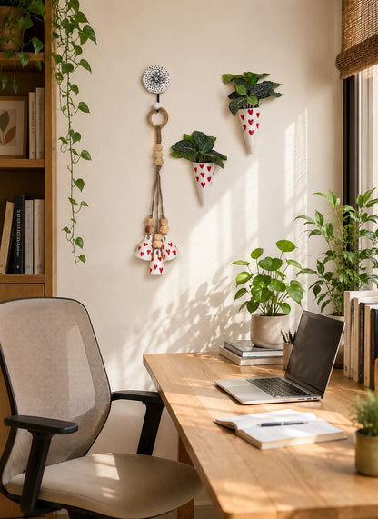 Red Heart Bell & Wall Planter Set