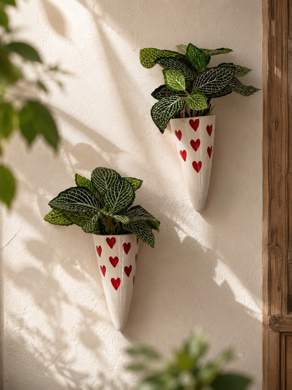 Red Heart Bell & Wall Planter Set