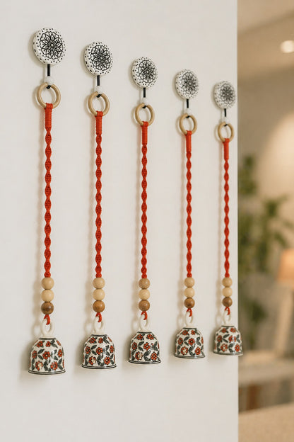 Rust Orange Floral Bell – Set of 5
