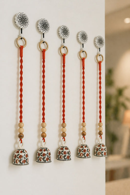 Rust Orange Floral Bell – Set of 5