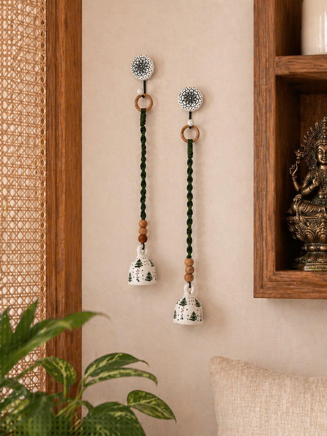 Boho Forest Ceramic Bell – Set of 5