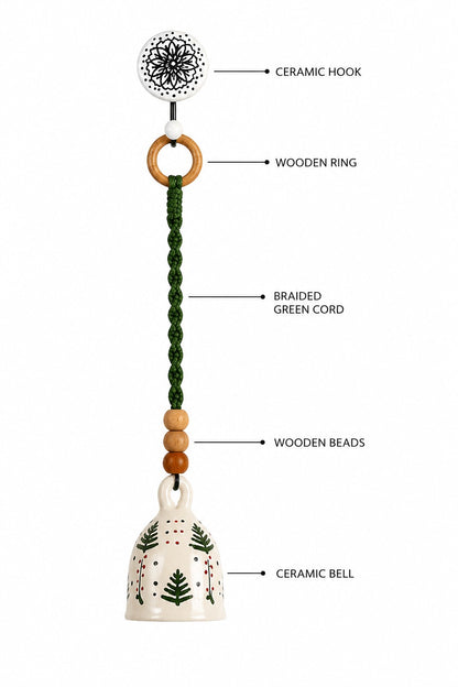 Boho Forest Ceramic Bell – Set of 5