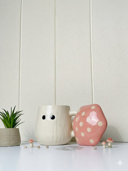 Mushroom Magic Mug with Lid - Pink